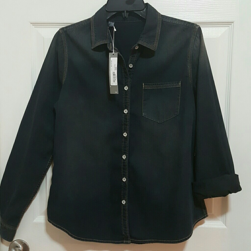 Denim 100% cotton dark wash button down